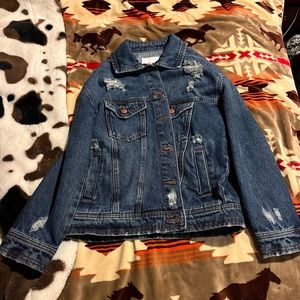 Ripped jeans jacket dark wash